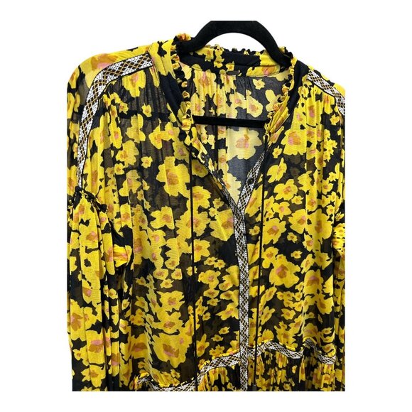 Free People Love Letter Floral Oversized Tunic Black Yellow Combo Size Small - Picture 6 of 12